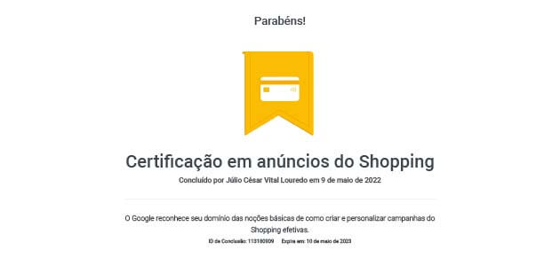 Certificação em anúncios do Shopping _ GoogleCertificação