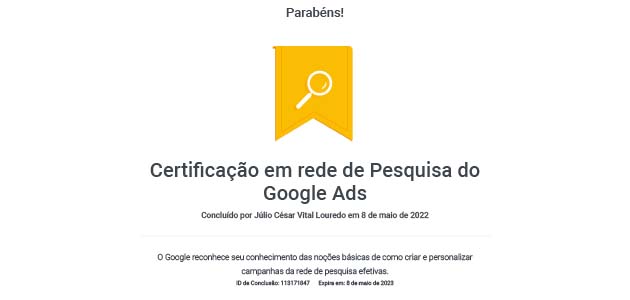Certificação em rede de Pesquisa do Google Ads _ GoogleCertificação